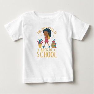 Cute Back to School Princess Girl Illustration Baby T-Shirt