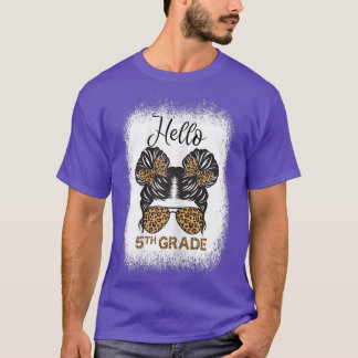Cute Back To School Shirt Messy Bun Hello 5th Grad