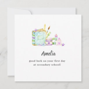 cute back to school stationery first day good luck card