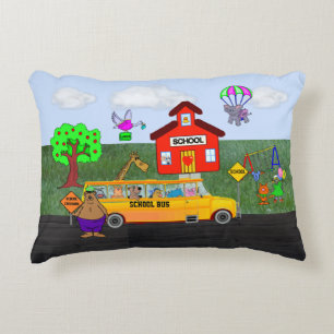 Cute "Back To School" with Funny Animals Accent Pillow