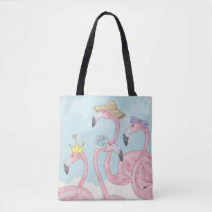 Cute background with flamingos. Summer background Tote Bag