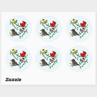 Cute Backyard Birds Classic Round Sticker