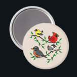 Cute Backyard Birds Magnet<br><div class="desc">Four cute Birdorable back yard birds perch together in this cute original cartoon design! You can customize this gift! Move the design around,  change the background colour or style,  add text or images -- make it your own!</div>