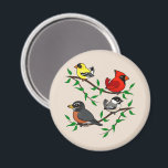 Cute Backyard Birds Magnet<br><div class="desc">Four cute Birdorable back yard birds perch together in this cute original cartoon design! You can customize this gift! Move the design around,  change the background colour or style,  add text or images -- make it your own!</div>