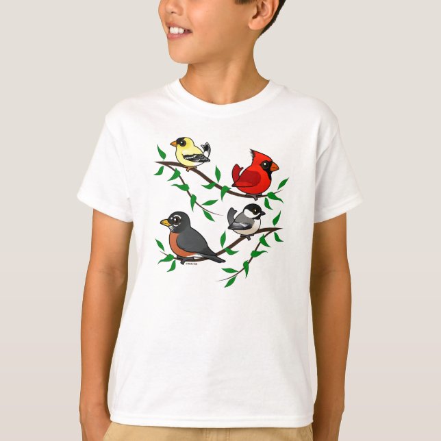 Cute Backyard Birds T-Shirt (Front)