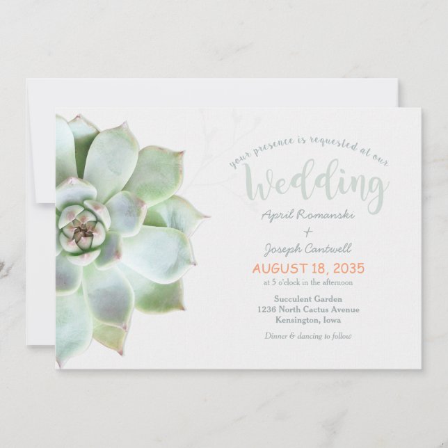 Cute Backyard Succulent Cactus Wedding Invitation (Front)