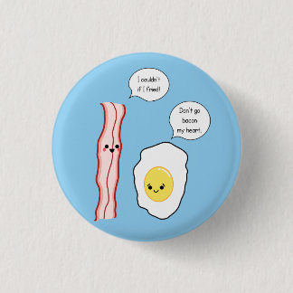 Cute Bacon and Egg Cartoon 1 Inch Round Button