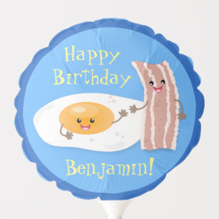Cute bacon and egg cartoon illustration balloon