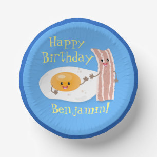Cute bacon and egg cartoon illustration paper plate