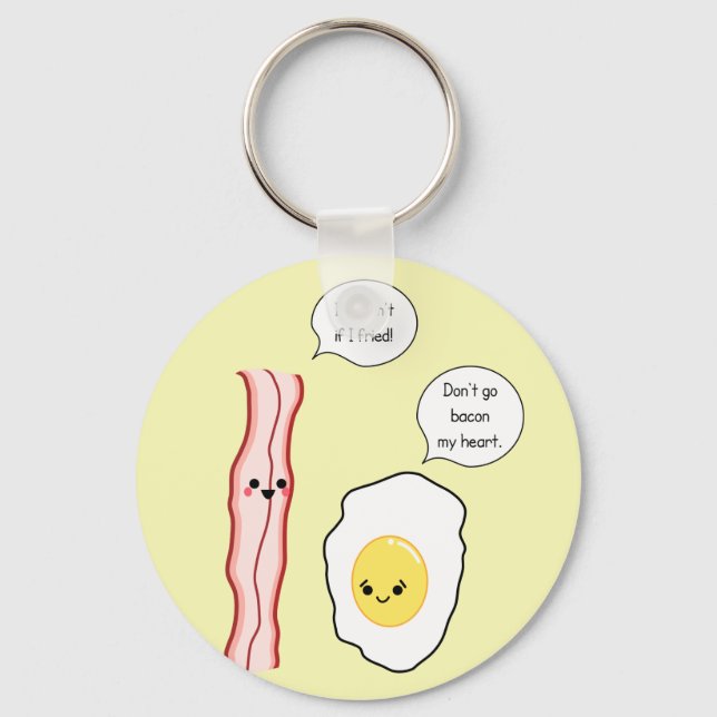 Cute Bacon and Egg Cartoon Keychain (Front)