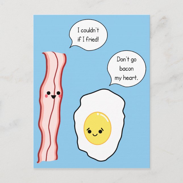 Cute Bacon and Egg Cartoon Postcard (Front)