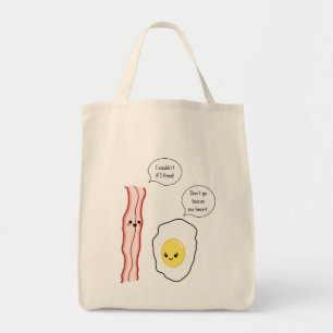 Cute Bacon and Egg Cartoon Tote Bag