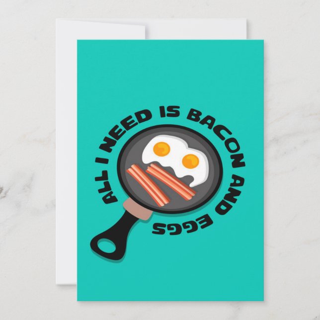 Cute Bacon and eggs | Funny Canvas  Holiday Card (Front)