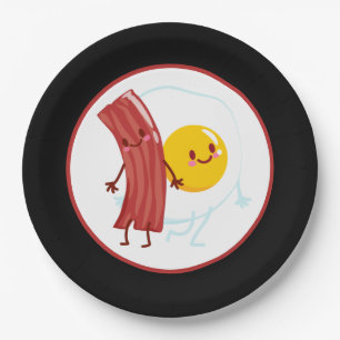 cute Bacon eggs Breakfast Paper Plate