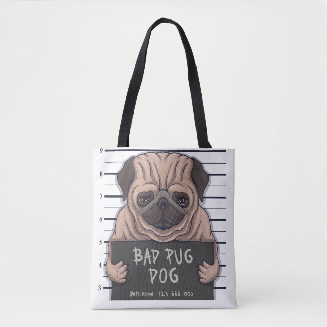 Cute Bad Pug Tote Bag (Front)