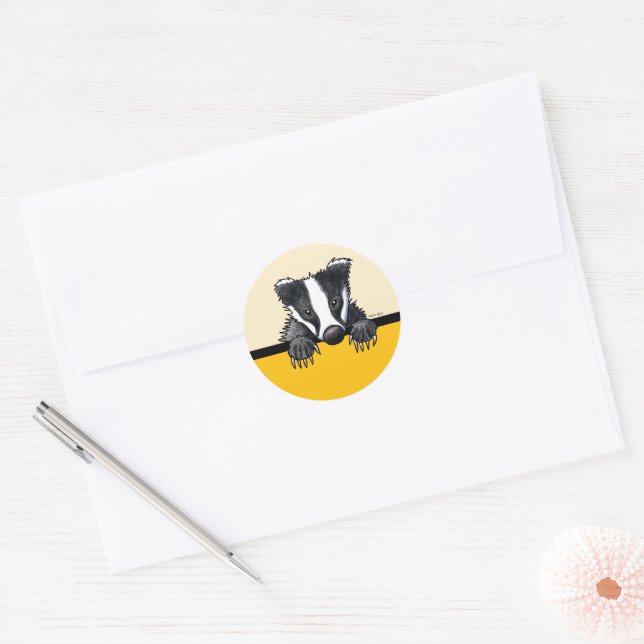 Cute Badger Classic Round Sticker (Envelope)