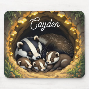 Cute Badger Family Personalized Mouse Pad