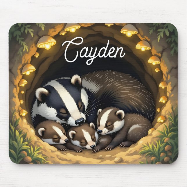 Cute  Badger Family Personalized Mouse Pad (Front)