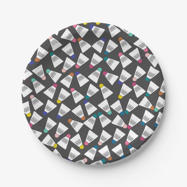 Cute Badminton Paper Plates (Front)
