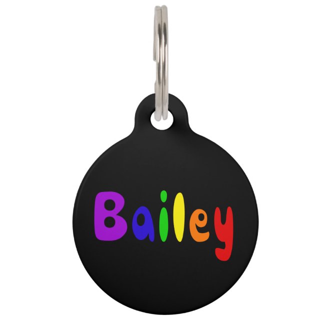 Cute Bailey Pet Name Rainbow Graffiti Letters Tag (Front)