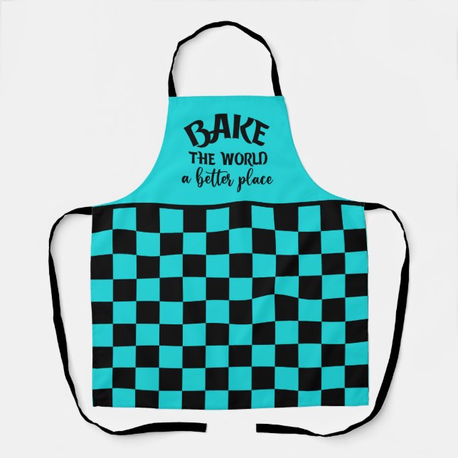 Cute bake world better place word art  apron (Front)