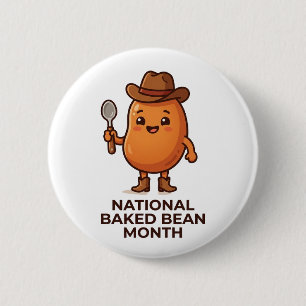 Cute Baked Bean Cowboy 2 Inch Round Button