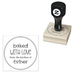 Cute Baked With Love Rubber Stamp
