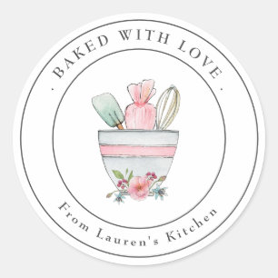 Cute Baked with love Utensils Label