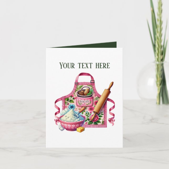 Cute Bakery apron customizable  Card (Front)