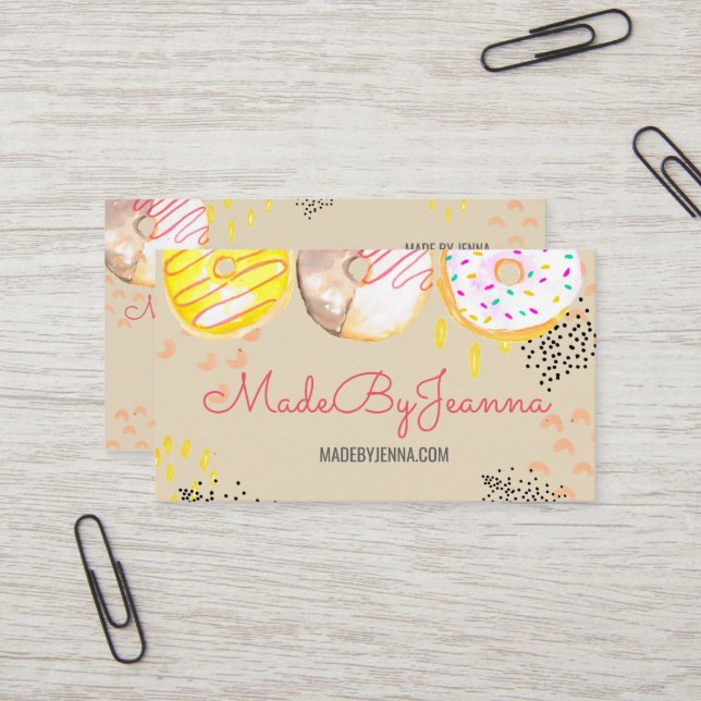 Cute bakery doughnut food business card (Front/Back In Situ)