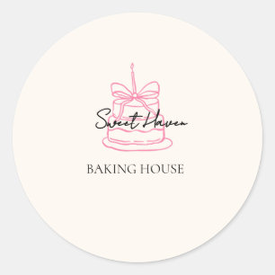 Cute Bakery Logo Sticker   Cake & Dessert Brand La