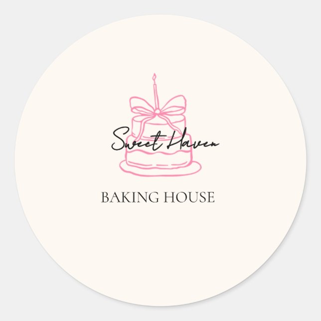 Cute Bakery Logo Sticker | Cake & Dessert Brand La (Front)