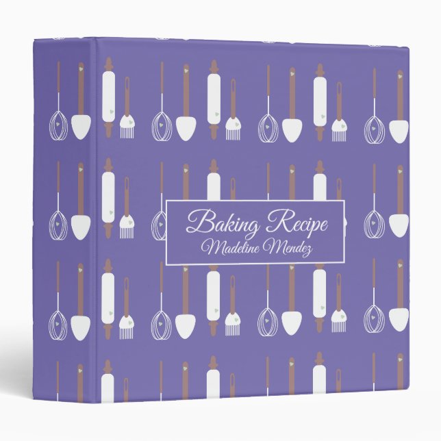 Cute Bakery Tools Baker Recipe  Purple Binder (Front/Spine)