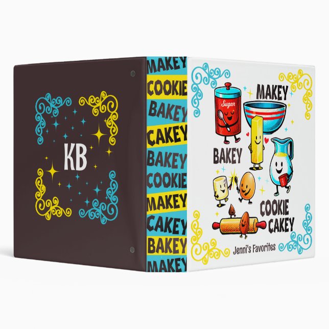 Cute baking ingredients sweets recipe cookbook binder (Background)