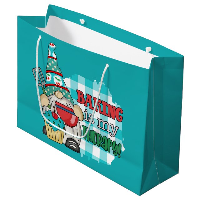 Cute baking lovers gnome large gift bag (Front Angled)