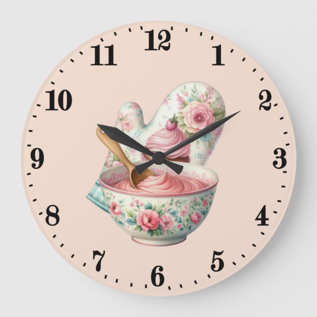 Cute baking lovers kitchen  large clock (Front)