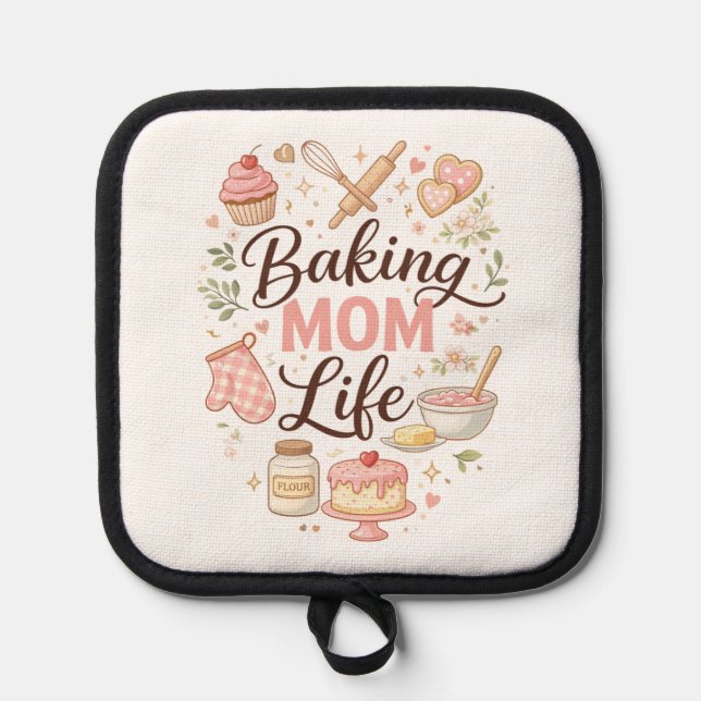 Cute Baking Mom Life Pot Holder (Front)