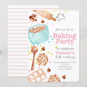 Cute baking party kid birthday invitation
