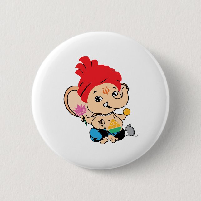 Cute Bal Ganesh Ganapathy Baby Hindu God 2 Inch Round Button (Front)