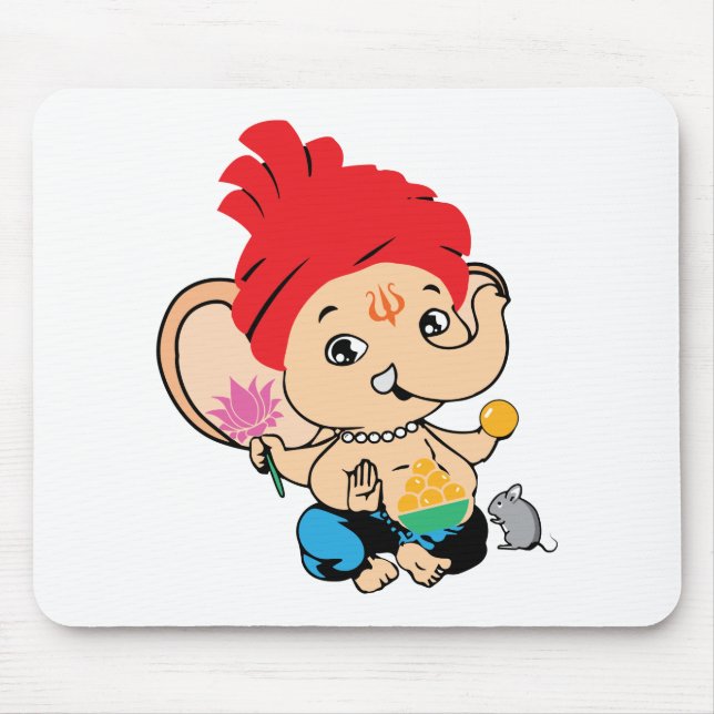 Cute Bal Ganesh Ganapathy Baby Hindu God Mouse Pad (Front)