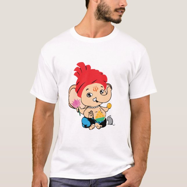 Cute Bal Ganesh Ganapathy Baby Hindu God T-Shirt (Front)