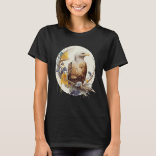 Cute Bald Eagle Sunflower Watercolor Bird T-Shirt