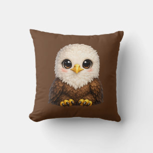 Cute Bald Eagle with Big Eyes Cozy Nature Throw Pillow