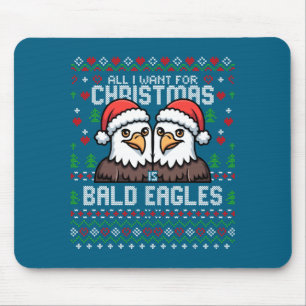 Cute Bald Eagles Christmas Ugly Xmas Sweater Patri Mouse Pad