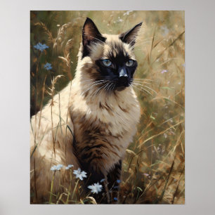 Cute Balinese Cat Art Print Poster