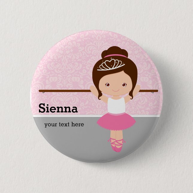 Cute Ballerina 2 Inch Round Button (Front)