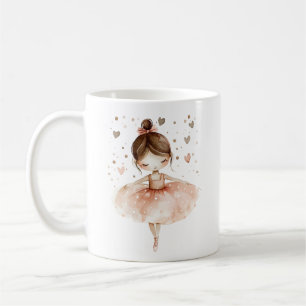 Cute Ballerina Ballet Dance Love Hearts Watercolor Coffee Mug