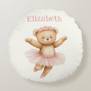 Cute ballerina bear round pillow