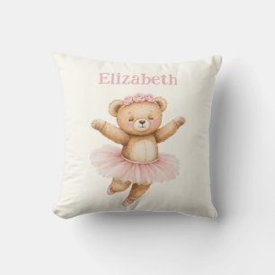 Cute ballerina bear throw pillow