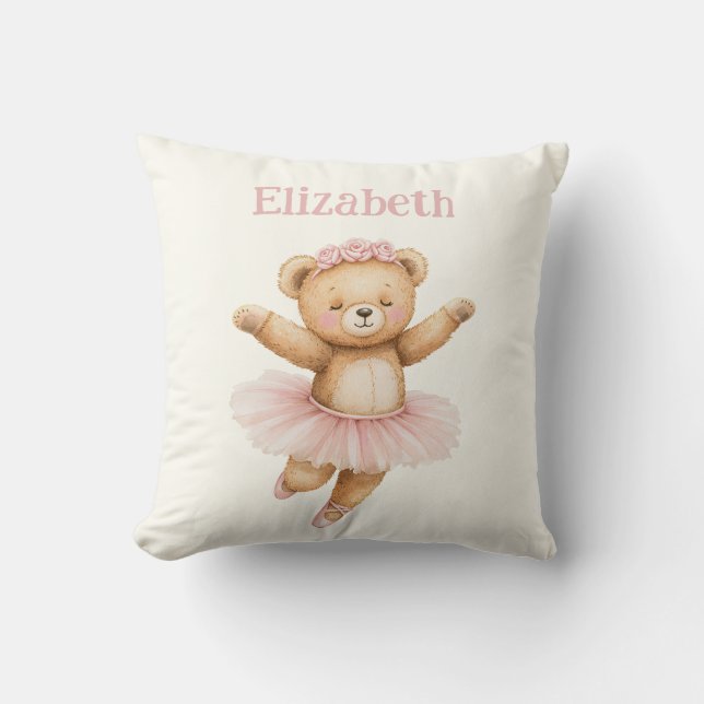 Cute ballerina bear throw pillow (Front)